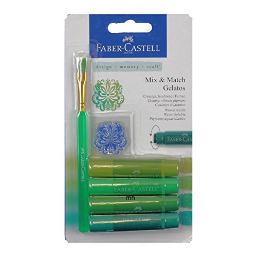 Faber-Castell 121804 - Blíster con 4 gelatos, pincel y sello, color verde
