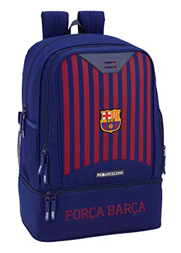 FC Barcelona Bolsa de Deporte, Mochila con zapatillero Equipaje para niños, Azul, 50 cm