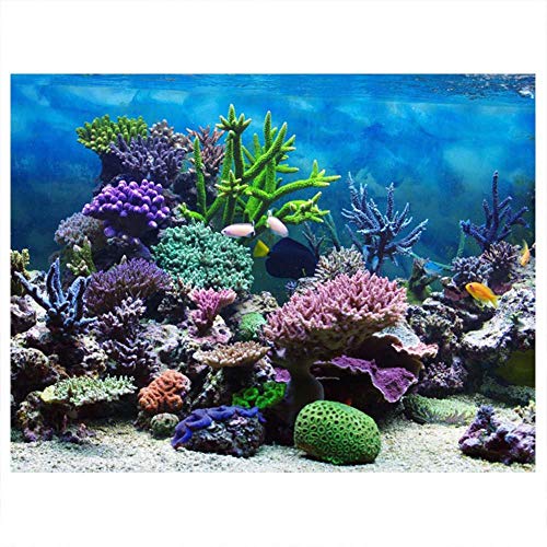 Fdit Póster de Fondo de Acuario con Fondo de PVC Adhesivo para decoración de arrecifes de Coral bajo el Agua, 61 * 30cm
