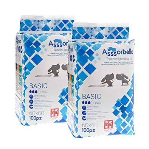 Ferribiella Absorbello Basic- Alfombrillas higiénicas para Perros, 2 x 100 Unidades, 60 x 60 cm
