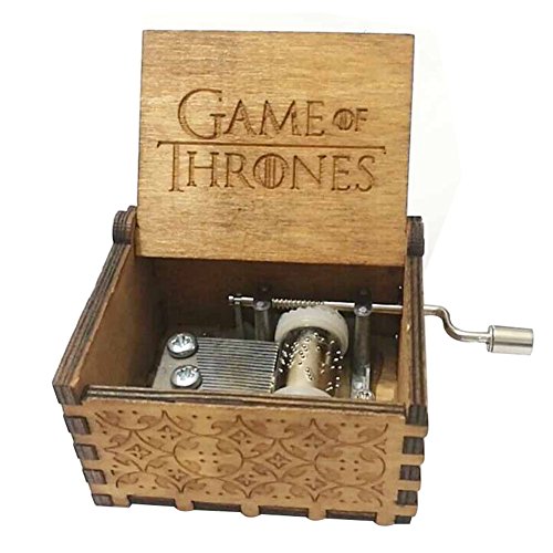FORUSKY Caja de música de madera tallada con forma de juego de tronos, para decoración del hogar, manualidades, juguetes, regalo