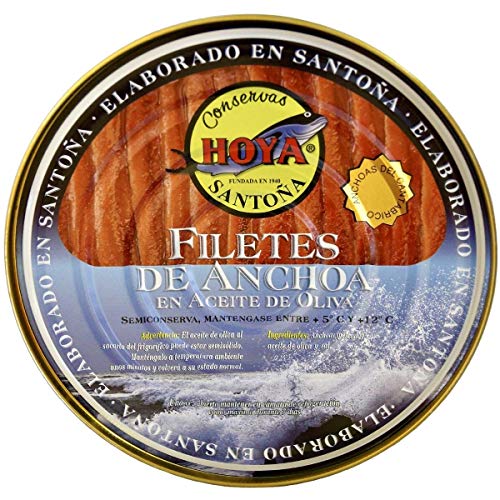 Hoya Anchoas de Santoña XL - 00 Lata de 500g/67 filetes. Elaboración Artesana con bocartes grandes del Cantábrico en Aceite de Oliva.