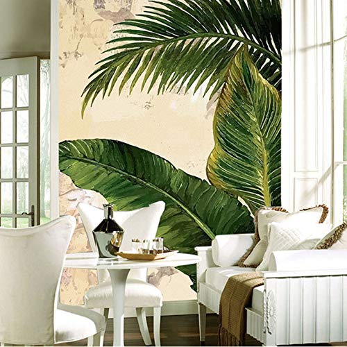 Hwhz - Papel pintado para pared con diseño de hojas de plátano en la palma de la mano, para salón, pasillo, entrada, 3D-200 x 547 cm