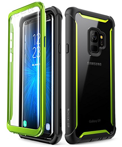 i-Blason Funda Galaxy S9 [Ares] 360 Grados Case Transparente Carcasa con Protector de Pantalla Integrado para Samsung Galaxy S9 2018 Verde