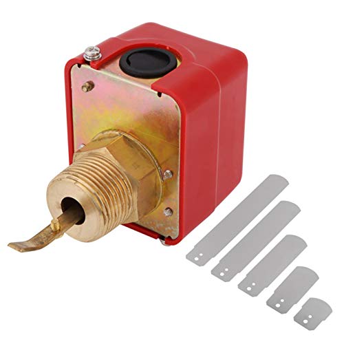 Interruptor de flujo de agua de latón AC250V 10Bar Control de paleta, conexión de rosca NPT roja para sistema de tratamiento de agua, aire acondicionado central