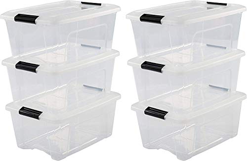 Iris Ohyama New Top Box NTB-15 - lote de 6 cajas apilables de almacenamiento, Transparente, 15 L