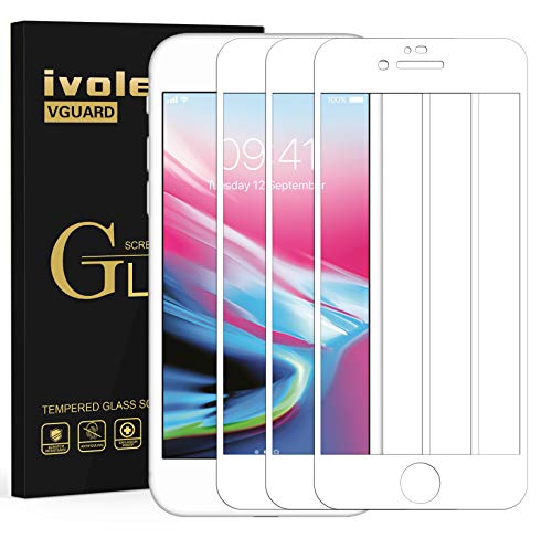 ivoler 3 Unidades Protector de Pantalla para iPhone 8 Plus/iPhone 7 Plus, [Cobertura Completa] Cristal Vidrio Templado Premium, [Dureza 9H] [Anti-Arañazos] [Sin Burbujas] - Blanco