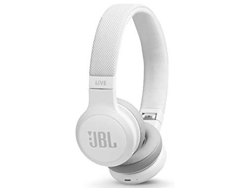 JBL LIVE 400BT - Auriculares Inalámbricos con Bluetooth, asistente de voz integrado, calidad de sonido JBL con Tecnologías TalkThru y AmbientAware, hasta 30h de música, blanco