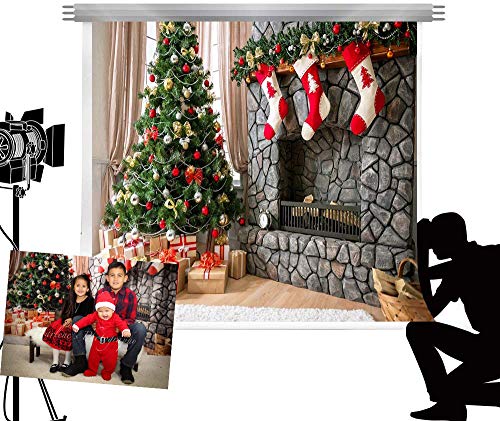 Kate Árbol de Navidad Chimenea Photocall telón de Fondo de Fondo para Estudio de fotografía Familia de Navidad Fotos de 10x6.5ft/3x2m