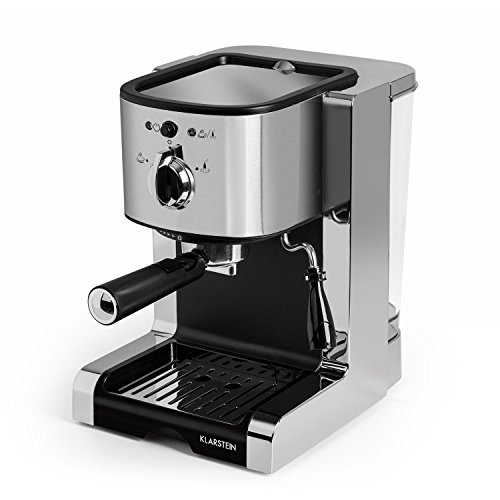 KLARSTEIN Passionata 20 - Máquina de café espresso, Cappuccino, Capacidad para 6 tazas, Depósito extraíble, Boquilla de vapor, Espumadora de leche