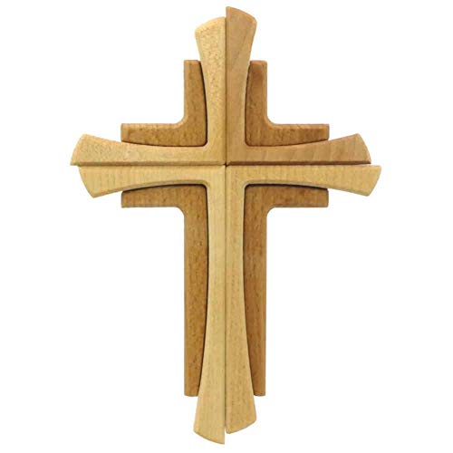 kruzifix24 Devotionalien - Cruz de Pared de Madera de Haya Maciza barnizada de 2 Colores (35 x 24 x 2 cm)