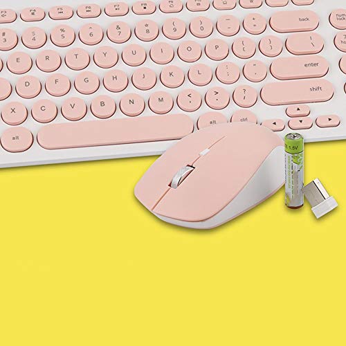 LaLa POP Wireless 2.4G Mute Keyboard Y Rouse Set Redondo Chocolate Punk MULTU-Color Ultra-THERS Impermeable (Color : Pink)