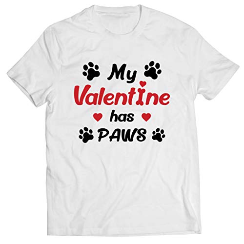 lepni.me Camisetas Hombre Mi Valentín Тiene Patas Regalo para los Amantes Adictos a Las Mascotas en el Día de San Valentín (M Blanco Multicolor)