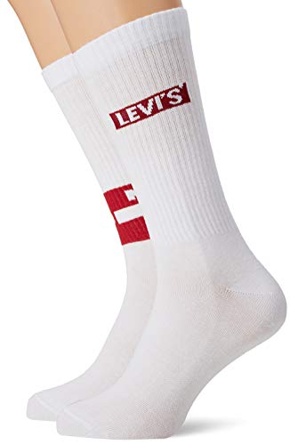 Levi's Levis 168sf Regular Cut Lazy Tab 2p Calcetines, Blanco (White 300), 35/38 (Talla del fabricante: 035) (Pack de 2) para Hombre