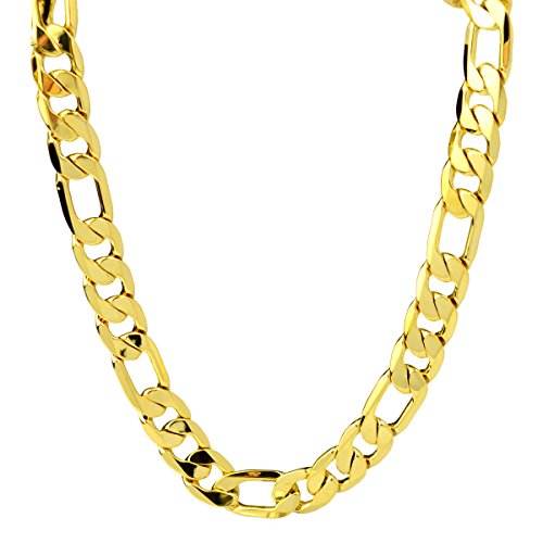 loyoe joyas 24 K amarillo bañados en oro para hombre collar Figaro enlace Cadena 95 G (24 "12 mm)