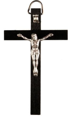 Madera Negra Crucifijo. 10 cms Figura de Metal de Cristo. Crucifijo. Cruz De Madera
