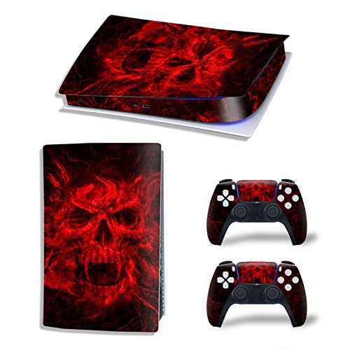 Mcbazel Pattern Series Skin Sticker Funda protectora Skin Case para PlayStation 5 Edición Digital(No para PS5 Disk Edition) - Red Skull V2