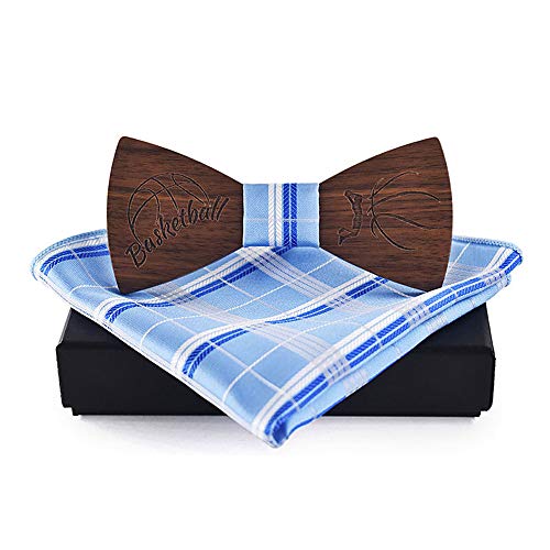 Menores de madera de madera de madera Pajarita de gemelos de pañuelo de pañuelo de mariposa de la mariposa camisa de la corbata de la etiqueta de la corbata ( Color : Light blue , Size : 5*9.5cm )
