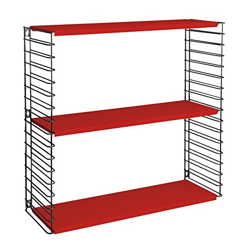 Metaltex - Estantería modular, metal, 3 estantes, 70 x 21 x 68 cm, color rojo