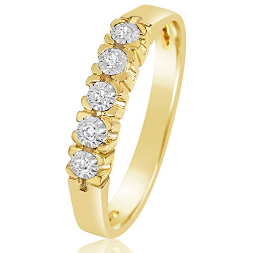 Mille Amori Anillo Mujer - Oro Amarillo 9 Quilates 375/1000 - Diamantes 0.03 Quilates