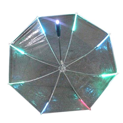 Mini paraguas portátil para sol y lluvia, ligero, resistente al viento, luz LED creativa, colorida, resistente al viento, sol, lluvia y noche, transparente