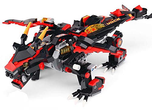 Modbrix Dragón Ninja Mech de 2,4 GHz teledirigido de color negro, juguete de construcción con 433 bloques de sujeción