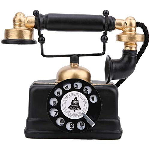 Modelo de Teléfono Decorativo Retro Creativo Gojiny Vintage Rotativo Teléfono Antiguo Decoración con Cable Teléfono Fijo Decoración de Escritorio en Casa Ornamento