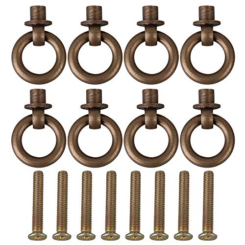 Mxfans 8 manijas de anillo de bronce para gabinete de 2 cm de latón para muebles