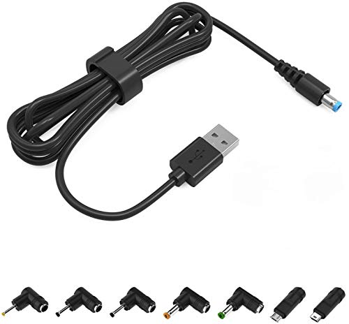 NEUE DAWN Cable alimentación Universal 5,5mm*2,1 mm con Conector 7, 2,5 x 0,7 mm/3,0 x 1,0 mm/3,5 * 1,35 mm/4,0 x 1,7 mm/5.5 x 2.5 mm/Mini USB/Micro USB Adaptador Cable convertidor Cargador Conector