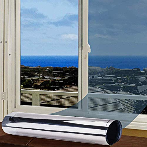 N/V d.Stil - Lámina de protección solar para ventana, autoadhesiva, 99% antirrayos UV, aislamiento estático, color plateado (90 x 400 cm)