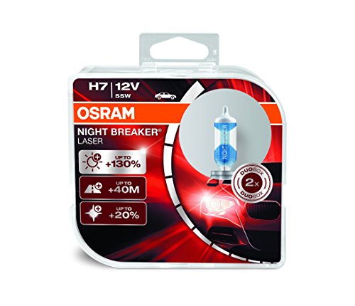 OSRAM 64210NBL-HCB Night Breaker Laser H7 Lámpara para Faros Halógena, Automóvil de 12 V, Caja Doble