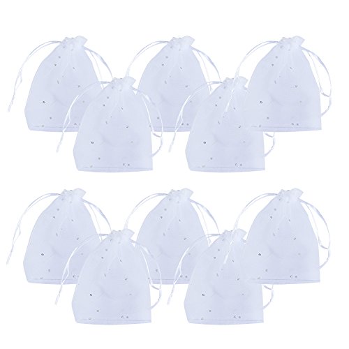 PandaHall Bolsas Blancas de Embalaje de Regalo de Organza para la Boda y la Navidad, 10x12 cm