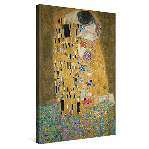 PICANOVA – Gustav Klimt The Kiss 40x60cm – Cuadro sobre Lienzo – Impresión En Lienzo Montado sobre Marco De Madera (2cm) – Disponible En Varios Tamaños