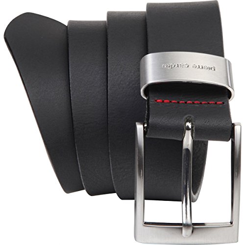 Pierre Cardin - Cinturón de hombre de auténtica piel de búfalo de 4 mm, para pantalón vaquero, talla XXL, negro/marrón Negro negro