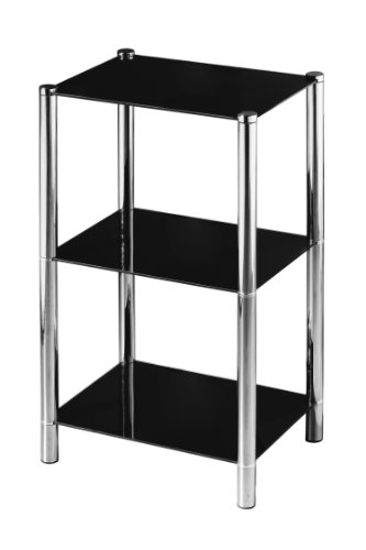 Premier Housewares - Estantería con 3 estantes de Cristal (70 x 41 x 31 cm), Color Negro y Cromo