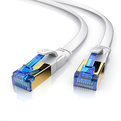Primewire – 2m Cable de Red Cat 8 Plano - 40 Gbits - Cable Gigabit Ethernet LAN 40000 Mbits con Conector RJ 45 - Revestido de PVC - Blindaje U FTP Pimf - Compatible Switch Rúter Modem PC Smart-TV