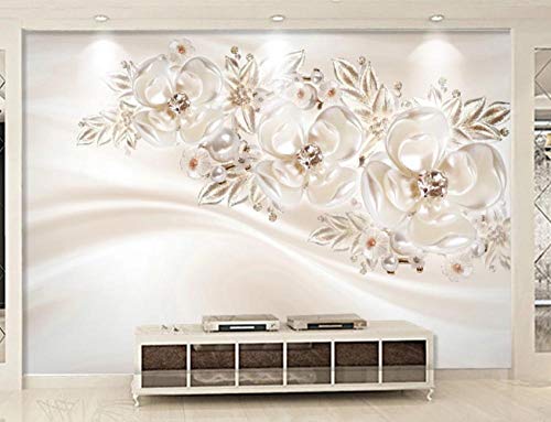 Ptcta Papel tapiz no tejido 3D Hermosa joyería de estilo europeo flor 3d estéreo joyería TV fondo pared 547-500cm(W) x 320cm(H)