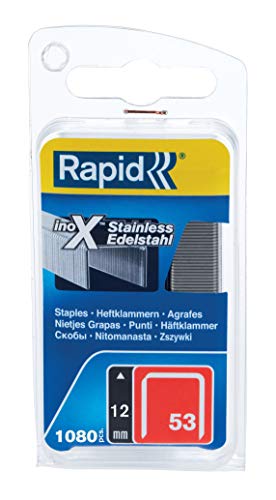 Rapid 40109512 40109512-Grapa 53/12mm. INOX. 1.08M Blíster, Plateado, Set de 1080 Piezas
