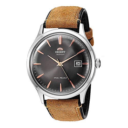 Reloj Bambino Version 4 de Orient, para hombre, reloj japonés automático, de acero inoxidable, correa de piel, color marrón(Modelo: FAC08003A0)