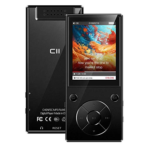 Reproductor de música MP3 Bluetooth 5.0 de 32 GB con altavoz integrado con pantalla HD de 2,4 pulgadas, radio FM, función de grabadora de voz, cuerpo de metal, compatible con tarjeta SD de hasta 128 G