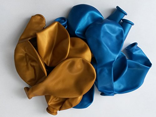 Sachsen Versand 50 globos de aire de color azul y dorado metálico brillante, para decoración de fiestas de cumpleaños o para fiestas, aptos para helio