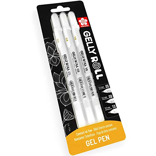 SAKURA BLXPGB3A 05/08/10 - Bolígrafo de tinta de gel (3 unidades), color blanco