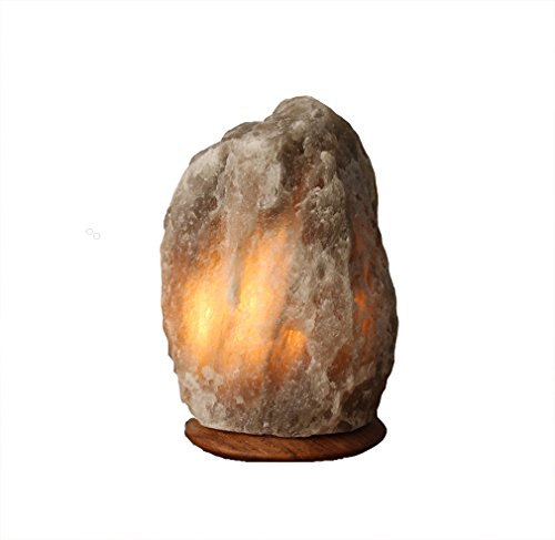 Salt Dreams – Iluminado de Sal del Himalaya Cristal Rock Grey Line, Aprox. 2 – 3 KG, con Base de Madera, Incluye Cable y Especial – Bombilla (E14)
