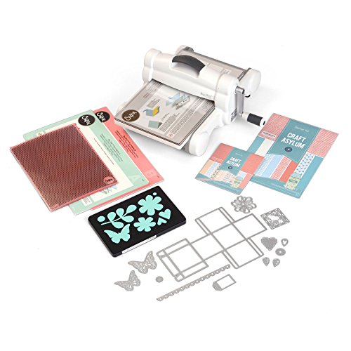 Sizzix Big Shot Plus Starter Kit, máquina de Corte y Repujado Manual con Troqueles Bigz L, Thinlits Y Framelits, Carpeta para Embossing y cartulina, tamaño A4 (21 cm), Multicolor, Única
