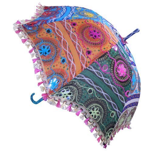 Sombrilla 65cm con bordados espejo colorida algodón Paraguas