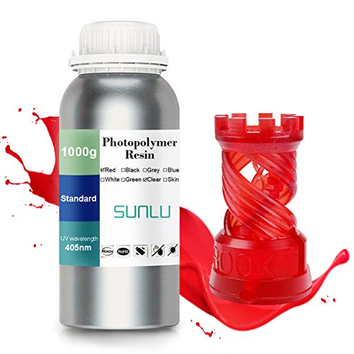SUNLU 3D Printer LCD UV Resin 405nm Rapid Resin Fast-Curing Photopolymer For The Photon/s Liquid 3D Resin High-Precision For LCD/DLP/SLA 3D Printer, 1000ml Transparent Red