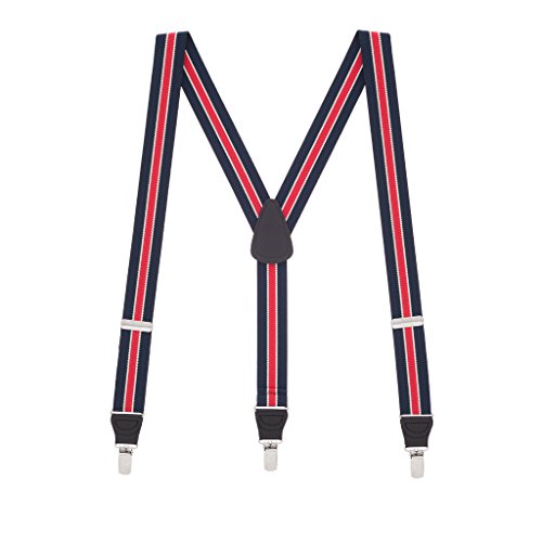 Suspender Store - Suspenders de clip para hombre (1,25 pulgadas de ancho) - Azul - 137 cm Para 186 cm a 198 cm Alto