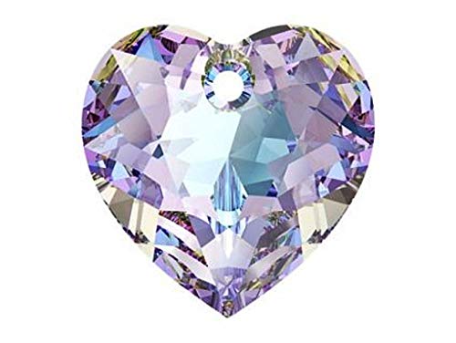 Swarovski Element, Heart Cut Beads 6432, 10.5 mm, 1 ud., Cuentas-colgantes facetadas de vidrio en la forma de corazon, Crystal/Vitrail Light/Foiled (transparent iridescent pale rainbow)
