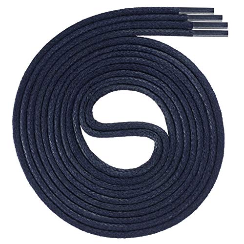 Swissly 1 par de cordones encerados de primera calidad, cordones redondos para negocios, zapatos de vestir y cuero, diámetro de 2 a 4 mm, resistentes, color azul marino, longitud de 45 cm
