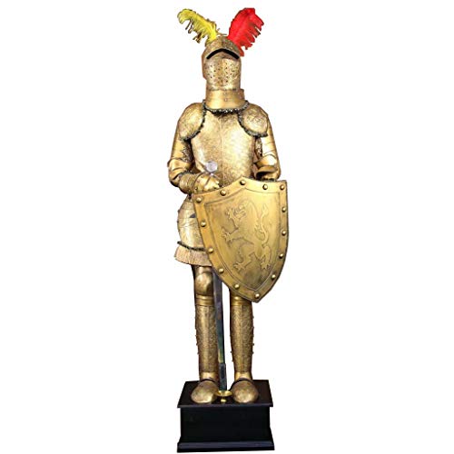 SY-Home Armadura Medieval Iron Man Modelo artesanía, Antiguo Soldado Romano Armadura metálica Escudo y Espada Estatua Escultura Bar Centro Comercial decoración de Entrada H200CM